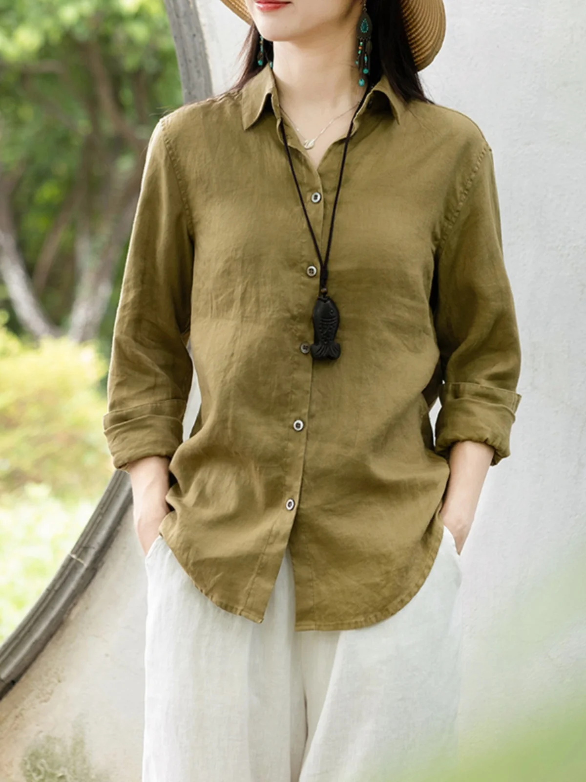 Jiangnan Simple Commuter Long Sleeve Shirt Women's Artistic Pure Color Linen Collar Multi-Color Versatile Autumn New Top
Jiangnan Simple Commuter Long Sleeve Shirt Women's Artistic Pure Color Linen Collar Multi-Color Versatile Autumn New Top