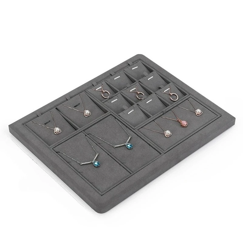 Jewelry display tray, gray microfiber bracelet, necklace, ring, earring display stand, counter jewelry display props
Jewelry display tray, gray microfiber bracelet, necklace, ring, earring display stand, counter jewelry display props