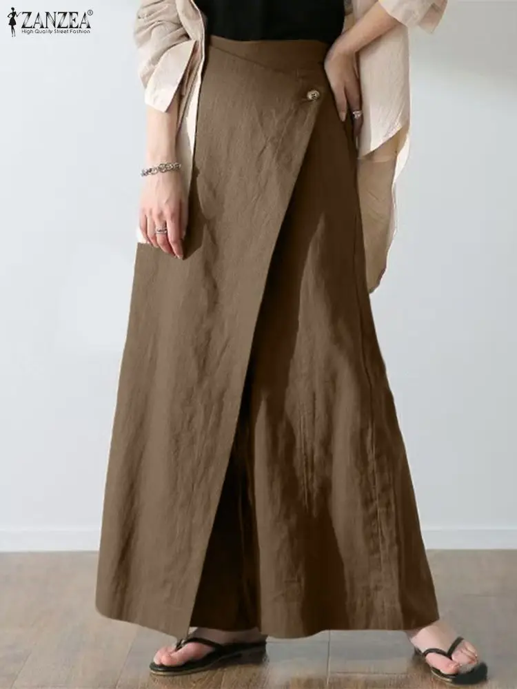 ZANZEA 2022, женские винтажные юбки, брюки, однотонные повседневные свободные брюки, осенние асимметричные плиссированные брюки на пуговицах, большие размеры
ZANZEA 2022, женские винтажные юбки, брюки, однотонные повседневные свободные брюки, осенние асимметричные плиссированные брюки на пуговицах, большие размеры