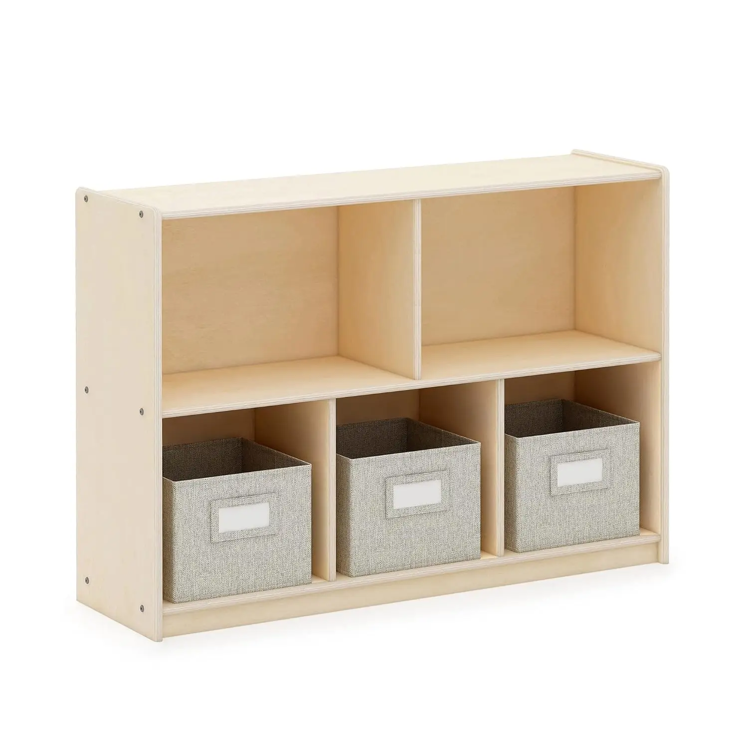 EdQ 5 Compartment Storage 30'' Natural with 3 Fabric Bins: Wooden Kids Bookcase, Two Shelf Organizer for Books,, Customized
EdQ 5 Compartment Storage 30'' Natural with 3 Fabric Bins: Wooden Kids Bookcase, Two Shelf Organizer for Books,, Customized