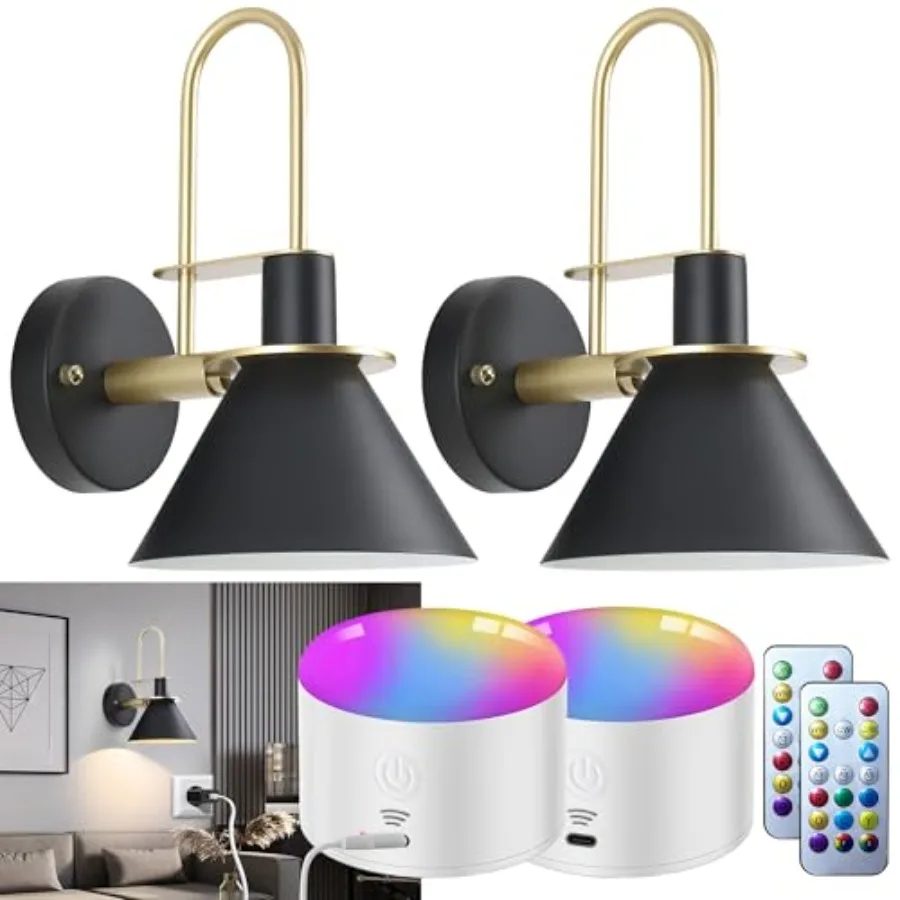 Battery Operated Wall Sconces Set Of Two, Rechargeable Wireless Wall Lights With 10000mAh RGB Dimmable Detachable Bulb, Battery
Battery Operated Wall Sconces Set Of Two, Rechargeable Wireless Wall Lights With 10000mAh RGB Dimmable Detachable Bulb, Battery