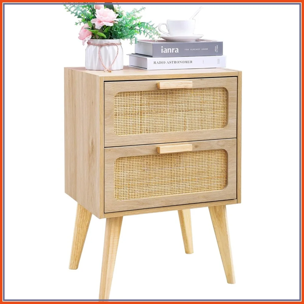 Rattan Nightstand with 2 Handmade Drawers, Boho End Table for Living Room, Bedroom, Natural Wood Accent Storage
Rattan Nightstand with 2 Handmade Drawers, Boho End Table for Living Room, Bedroom, Natural Wood Accent Storage