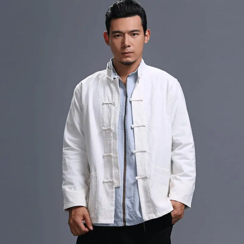 New Men's Solid Color Stand Collar Long Sleeve Linen Cotton Chinese Knot Button Shirt Loose Ethnic Style
New Men's Solid Color Stand Collar Long Sleeve Linen Cotton Chinese Knot Button Shirt Loose Ethnic Style