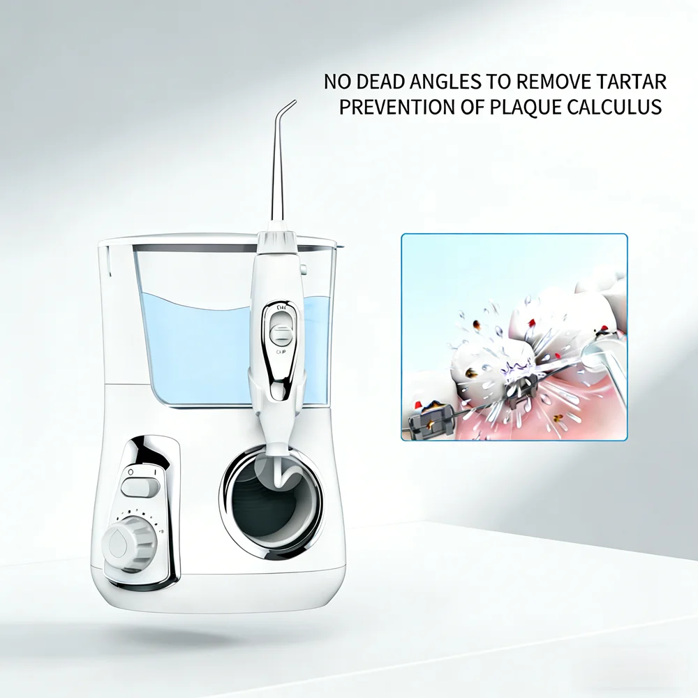 Настольный ирригатор для полости рта 800 мл, 10 уровней очистки, 5 насадок, водный флоссер для снижения кариеса и улучшения здоровья полости рта
Настольный ирригатор для полости рта 800 мл, 10 уровней очистки, 5 насадок, водный флоссер для снижения кариеса и улучшения здоровья полости рта