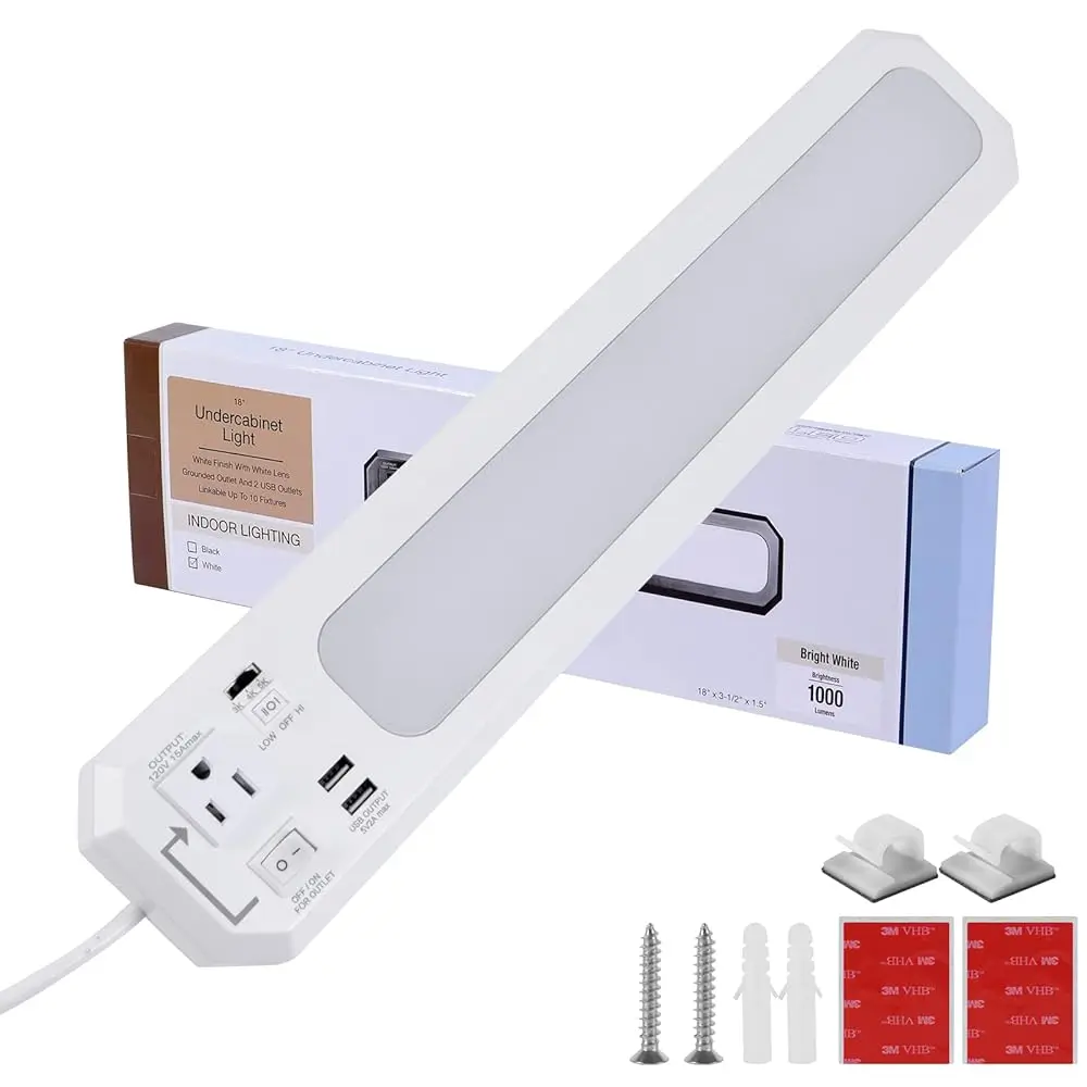 18Inch Plug-In Under Cabinet Lighting, 120V Under Cabinet Lights Bar With Outlet Switch, 3000K/4000K/5000K Dimmable Shop Lights
18Inch Plug-In Under Cabinet Lighting, 120V Under Cabinet Lights Bar With Outlet Switch, 3000K/4000K/5000K Dimmable Shop Lights