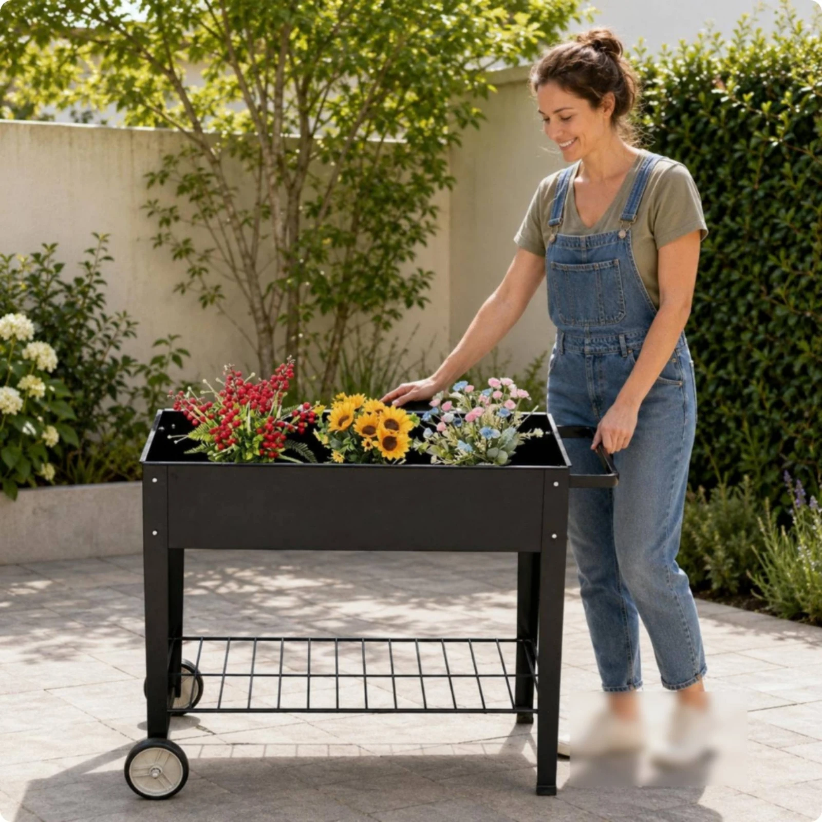 Rectangular Metal Planter Trolley Black Finish Raised Planting Box Trolley Raised Garden Bed on Wheels Wheeled Movable Planting
Rectangular Metal Planter Trolley Black Finish Raised Planting Box Trolley Raised Garden Bed on Wheels Wheeled Movable Planting