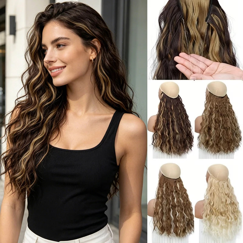 18Inch Synthetic Long Wave Curly Invisible Hair Extensions Fish Line Halo Hairpiece Heat Resistant For Women Daily Use
18Inch Synthetic Long Wave Curly Invisible Hair Extensions Fish Line Halo Hairpiece Heat Resistant For Women Daily Use