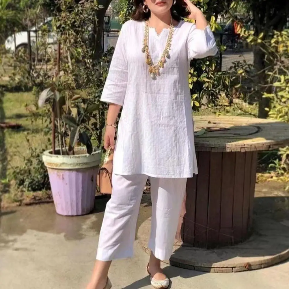 Oversize Women Outfit Solid Color V Neck Long Short Sleeves T-shirt Elastic Waist Pants Set Casual Loose Blouses Tracksuit Set
Oversize Women Outfit Solid Color V Neck Long Short Sleeves T-shirt Elastic Waist Pants Set Casual Loose Blouses Tracksuit Set
