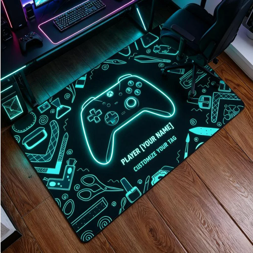 Custom gamer rug personalized name print non slip thick floor mat neon gamepad design carpet for game room decor
Custom gamer rug personalized name print non slip thick floor mat neon gamepad design carpet for game room decor