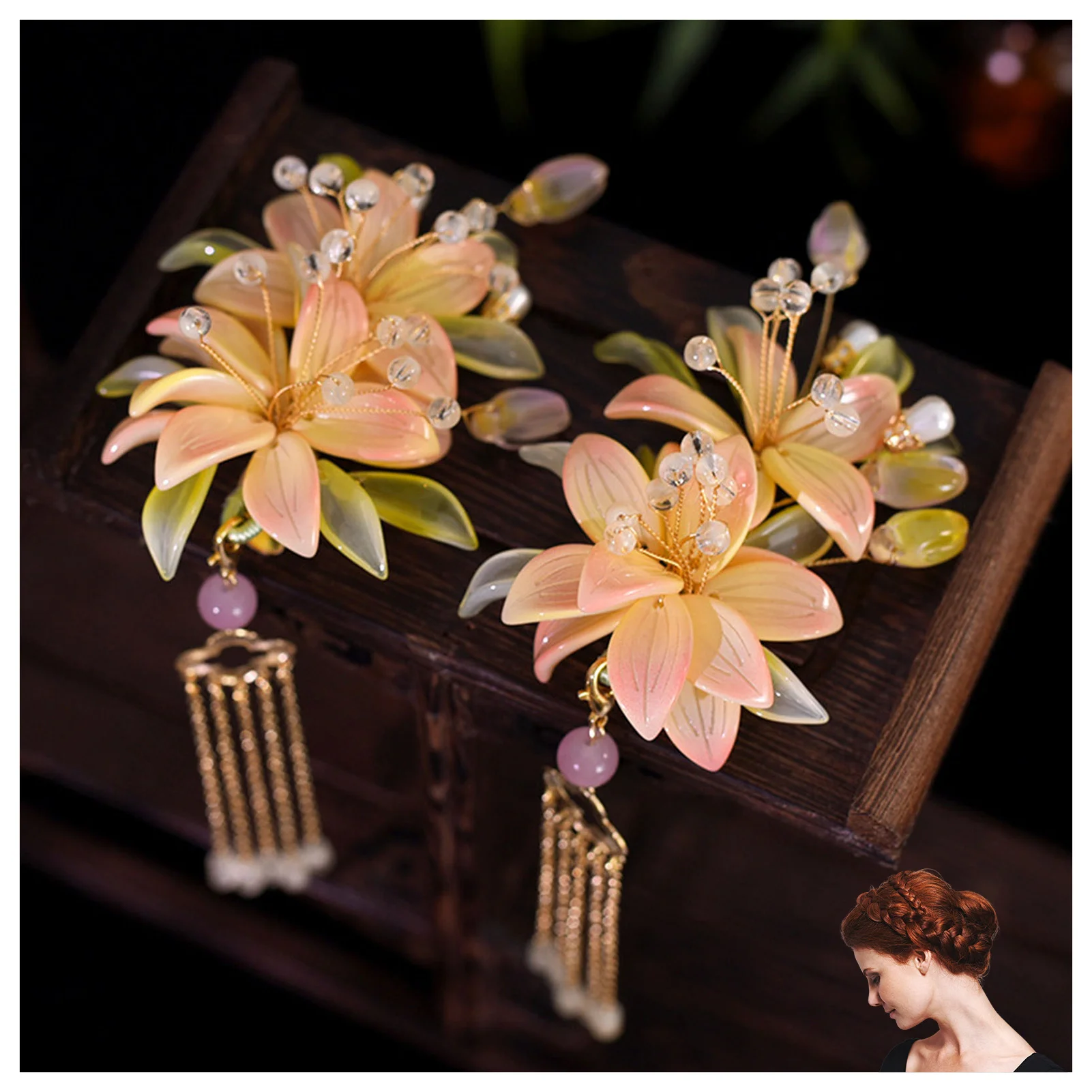 Flower Side Hair Clips With Tassel Design Chinese Hanfu Hair Accessories Pearl Fringe Hairpin Retro Wedding Bridal Barrettes
Flower Side Hair Clips With Tassel Design Chinese Hanfu Hair Accessories Pearl Fringe Hairpin Retro Wedding Bridal Barrettes