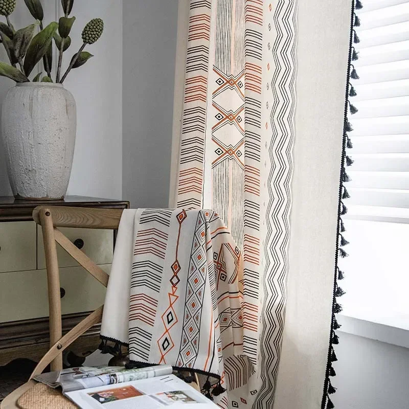 Cotton Linen Bohemia Geometric Home Window Curtain Black Tassel Drapes Bedroom Curtains Kitchen Valance Curtains for Living Room
Cotton Linen Bohemia Geometric Home Window Curtain Black Tassel Drapes Bedroom Curtains Kitchen Valance Curtains for Living Room