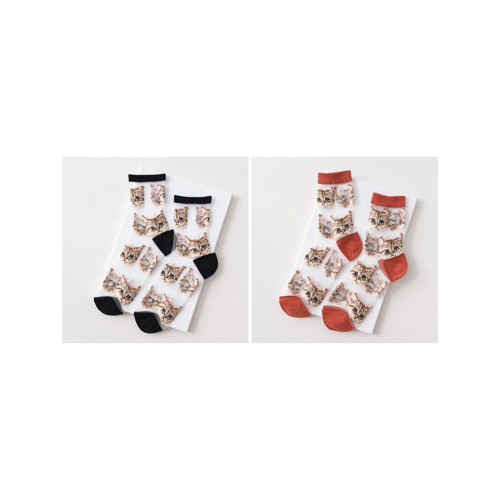 Glass silk mid-calf stockings and cute cat socks set (1 pair each in black + orange)
Glass silk mid-calf stockings and cute cat socks set (1 pair each in black + orange)