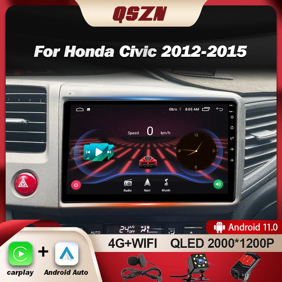 Автомагнитола QSZN для Honda Civic 2012-2015 Carplay 2din Android 12 мультимедийный видеоплеер навигация GPS головное устройство стерео DVD
Автомагнитола QSZN для Honda Civic 2012-2015 Carplay 2din Android 12 мультимедийный видеоплеер навигация GPS головное устройство стерео DVD