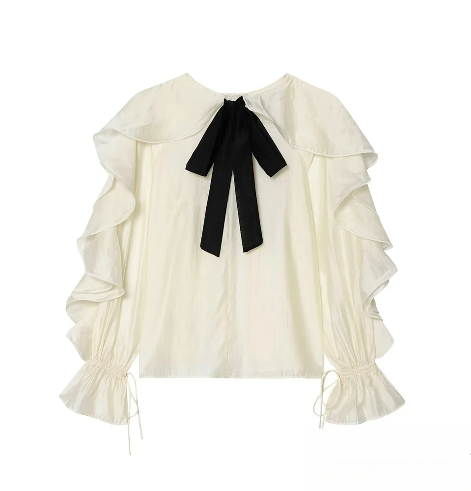 KONDALA Elegant Fall Lady Bow Shirts Ruffled Edge O-Neck Long Sleeve Shirt 2025 Summer Fashion Holidays Casual Chic Women Shirts
KONDALA Elegant Fall Lady Bow Shirts Ruffled Edge O-Neck Long Sleeve Shirt 2025 Summer Fashion Holidays Casual Chic Women Shirts
