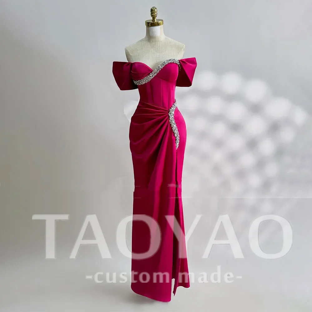 Customized Red Satin Sweetheart Off the Shoulder Evening Dress Short Sleeves Side Slit Jersey Vestido De Festa Vestido De Noche
Customized Red Satin Sweetheart Off the Shoulder Evening Dress Short Sleeves Side Slit Jersey Vestido De Festa Vestido De Noche