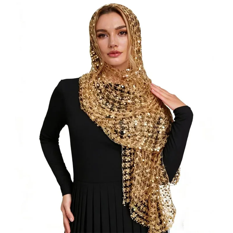Sequin Hollow Out Scarf for Women Shiny Neck Wrap Head Scarf Ethnic Style Fashion Shawl Accessory
Sequin Hollow Out Scarf for Women Shiny Neck Wrap Head Scarf Ethnic Style Fashion Shawl Accessory
