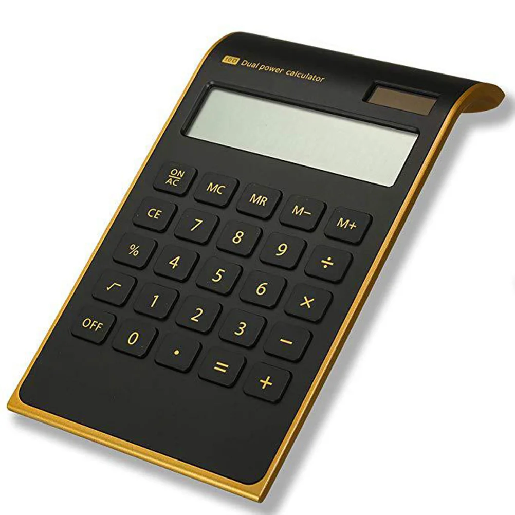 Portable Solar Electronic Calculator With Gold Frame Compact For Office School Home Use Financial Calculation Tool Lightweight