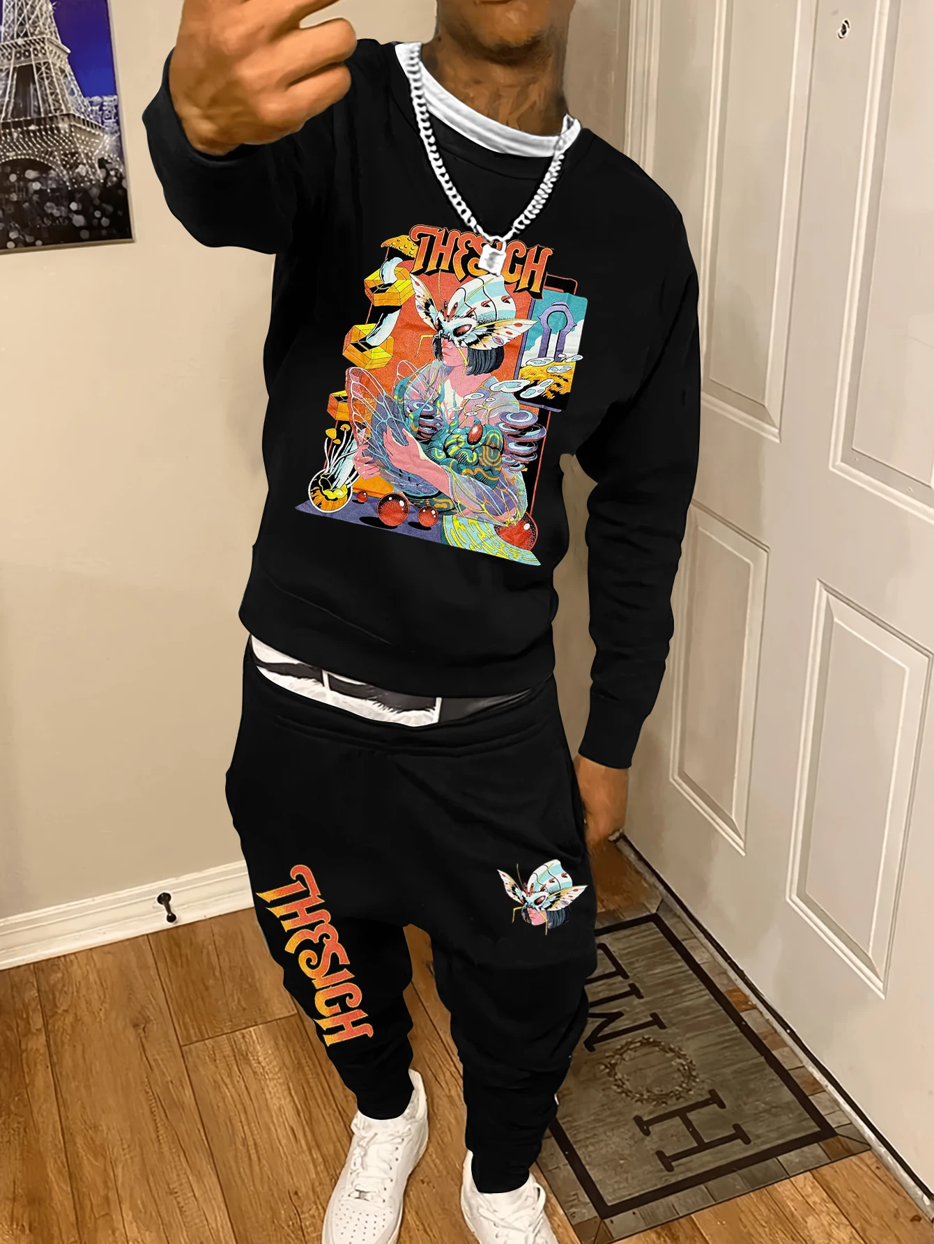 Men's sweatshirt suit, skull skateboard, daily casual street fashion wear, autumn and winter two-piece set
Men's sweatshirt suit, skull skateboard, daily casual street fashion wear, autumn and winter two-piece set