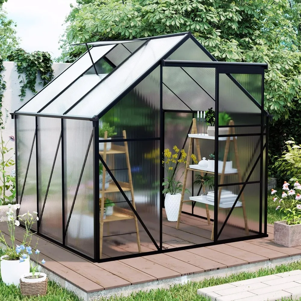 6x6 FT Polycarbonate Greenhouse with Aluminum Frame, Raised Base and Roof Vent,Walk-in Greenhouses for Patio Garden, Greenhouses
6x6 FT Polycarbonate Greenhouse with Aluminum Frame, Raised Base and Roof Vent,Walk-in Greenhouses for Patio Garden, Greenhouses