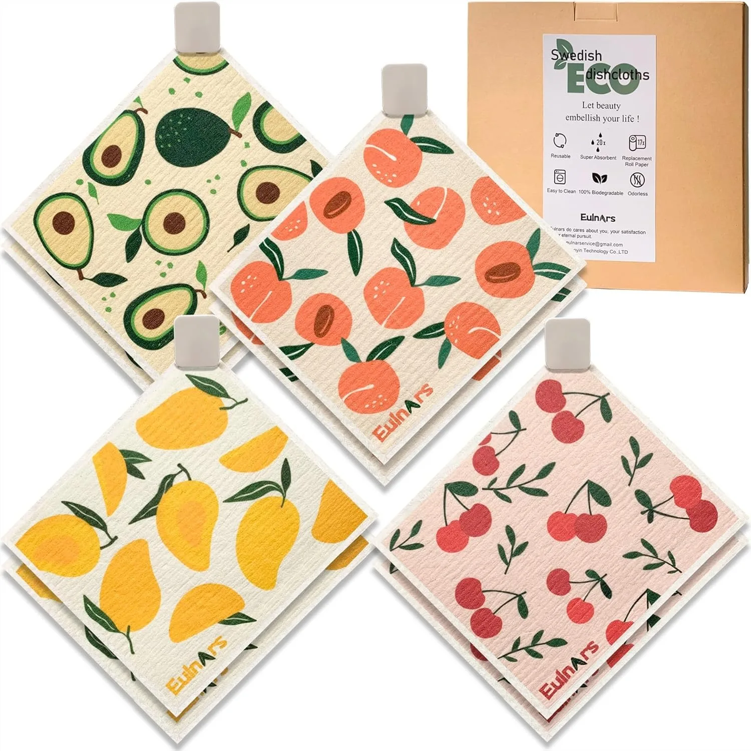 Swedish Dishcloths for Kitchen, 8 Pack Reusable Paper Towels with Clips, Super Absorbent Cellulose Sponge Cloths for Cleaning
Swedish Dishcloths for Kitchen, 8 Pack Reusable Paper Towels with Clips, Super Absorbent Cellulose Sponge Cloths for Cleaning