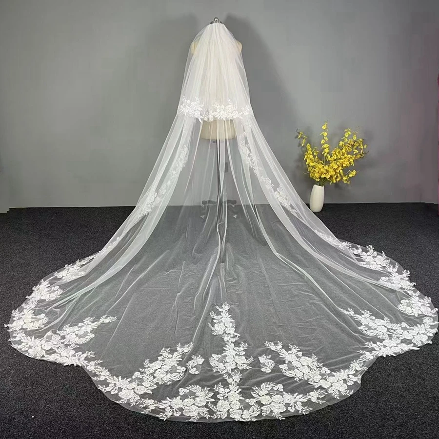 Custom made Long Edge Lace Appliques Bridal veils Metal Comb Veu de noiva longo Cheap wedding veil long Weed accessories
Custom made Long Edge Lace Appliques Bridal veils Metal Comb Veu de noiva longo Cheap wedding veil long Weed accessories