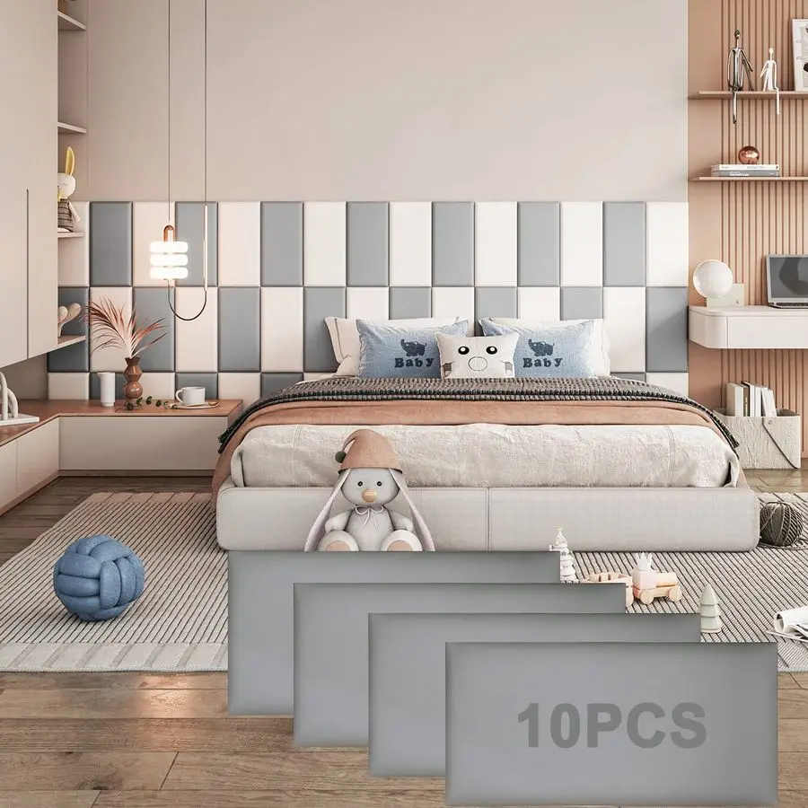 Peel and Stick Headboard Grey Upholstered 3D AntiCollision Wall Padding Soundproof Panels Pack of 10
Peel and Stick Headboard Grey Upholstered 3D AntiCollision Wall Padding Soundproof Panels Pack of 10