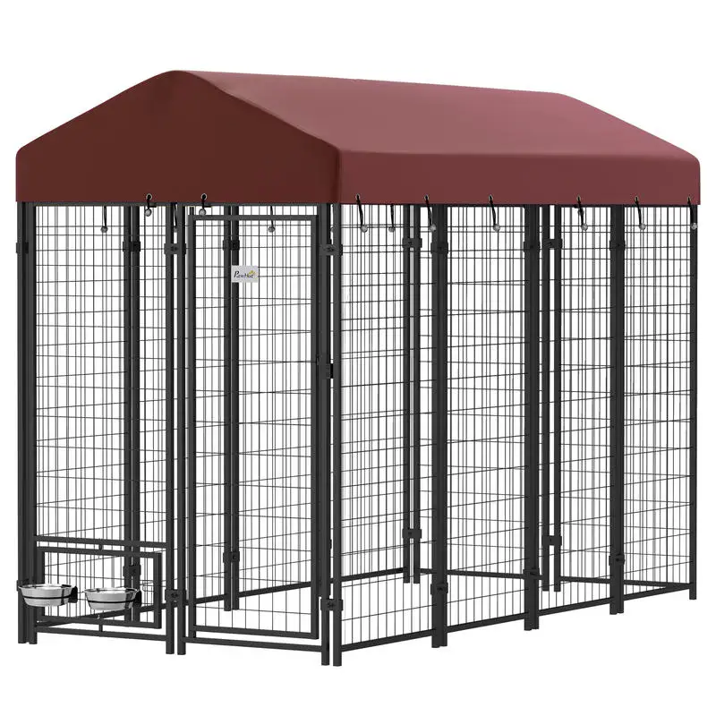 PawHut Outdoor Dog Kennel with Rotating Bowl Holders, Walk-in Pet Playpen with Waterproof Cover, 8' x 4' x 6', Red
PawHut Outdoor Dog Kennel with Rotating Bowl Holders, Walk-in Pet Playpen with Waterproof Cover, 8' x 4' x 6', Red