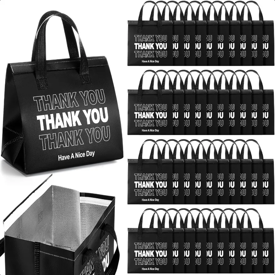 80 Pcs Thank You Insulated Bags for Food Delivery Bulk 9.5 x 9.5 x 6 Inch Thermal Insulation Bag for Cold and Hot Food for Trav
80 Pcs Thank You Insulated Bags for Food Delivery Bulk 9.5 x 9.5 x 6 Inch Thermal Insulation Bag for Cold and Hot Food for Trav