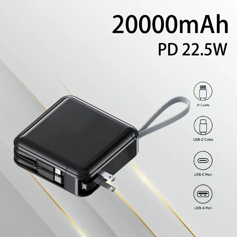 Multi Function Power Bank with AC Wall Plug Built in Cable Super Fast Charging 20000mAh Portable External Battery Charger
Multi Function Power Bank with AC Wall Plug Built in Cable Super Fast Charging 20000mAh Portable External Battery Charger