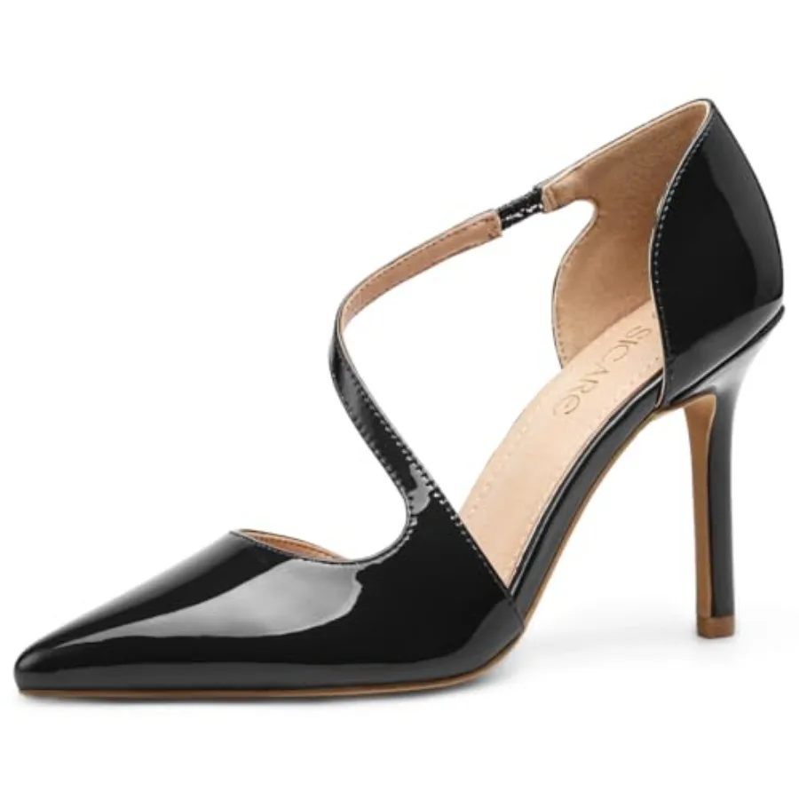 Women's Pointed Toe High Heel Pumps, Elegant Asymmetric Cross Strap D'Orsay Stiletto Strappy Heels, Glossy Patent Dress Shoes f
Women's Pointed Toe High Heel Pumps, Elegant Asymmetric Cross Strap D'Orsay Stiletto Strappy Heels, Glossy Patent Dress Shoes f