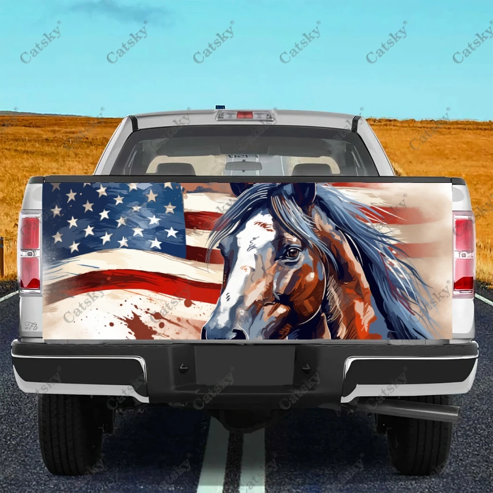 Horse with American Flag Truck Tailgate Wrap Professional Grade Material Universal Fit for Full Size Trucks Weatherproof
Horse with American Flag Truck Tailgate Wrap Professional Grade Material Universal Fit for Full Size Trucks Weatherproof