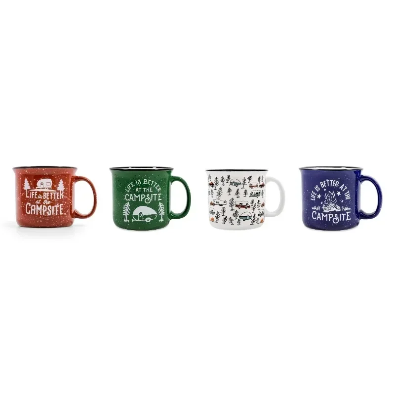 Mug Set - Available in Various Colors, All Featuring Camping Graphics, Microwaveable and Dishwasher-Safe.
Mug Set - Available in Various Colors, All Featuring Camping Graphics, Microwaveable and Dishwasher-Safe.