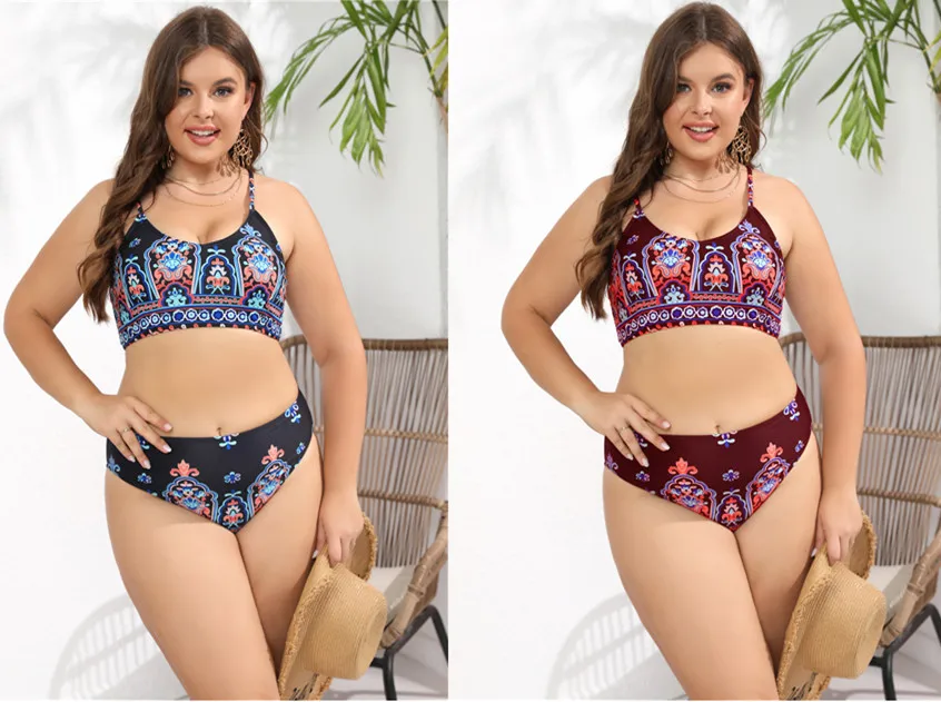 European and American Fashion New Plus Size High Elastic Bikini Sexy Blue Printed Vest High Waist Swimsuit Swimsuit DM439
European and American Fashion New Plus Size High Elastic Bikini Sexy Blue Printed Vest High Waist Swimsuit Swimsuit DM439
