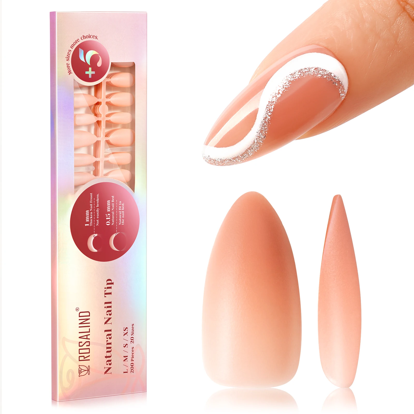 ROSALIND Natural Nail Tips Transparent Fake Nails Set Half Full Cover Artificial False Nail Tips for Nail Art Design DIY at Home 
ROSALIND Natural Nail Tips Transparent Fake Nails Set Half Full Cover Artificial False Nail Tips for Nail Art Design DIY at Home