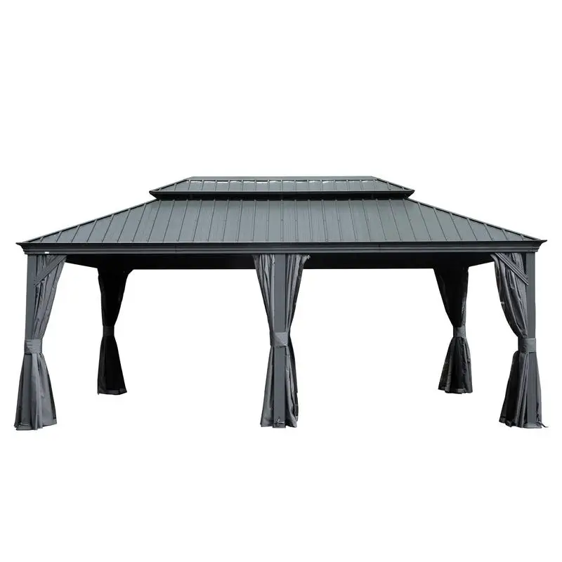 Беседка с твердым верхом 12x20, улучшенное металлическое укрытие с дренажной системой, двухслойная стальная крыша Galv, включает шторы и сетку,
Беседка с твердым верхом 12x20, улучшенное металлическое укрытие с дренажной системой, двухслойная стальная крыша Galv, включает шторы и сетку,