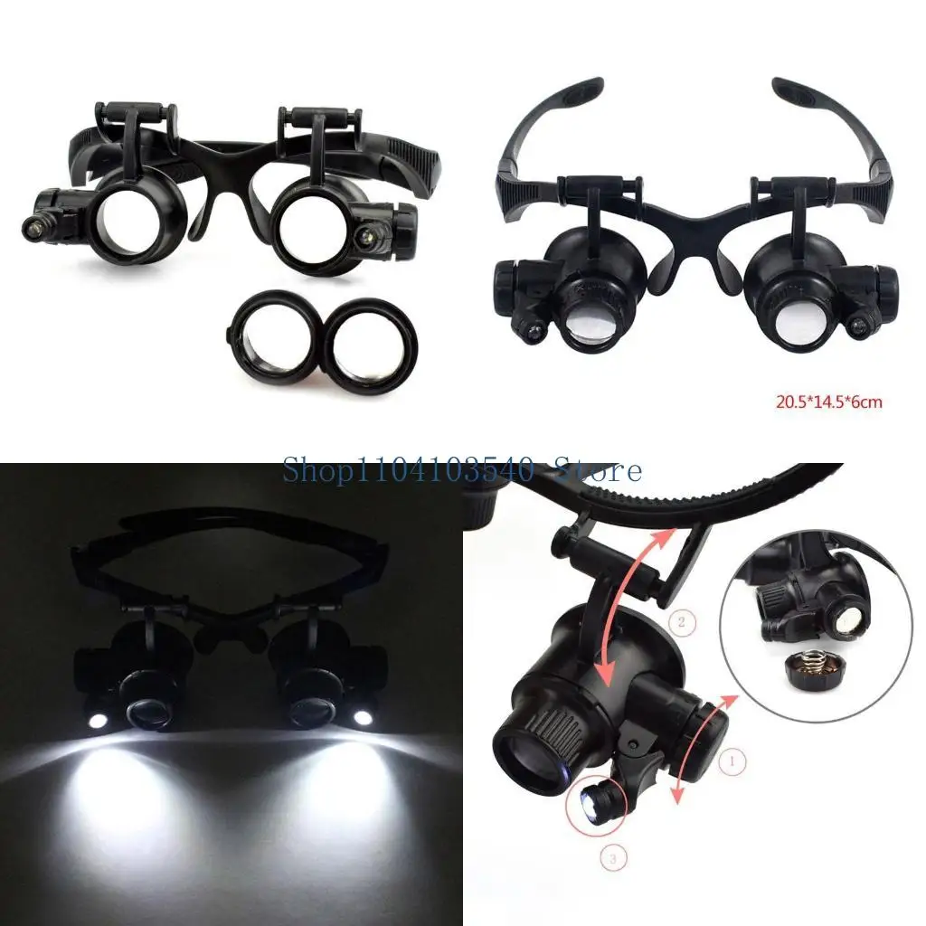 02DC Magnification Lenses Wear Double Glasses Led Repair Eyeglasses Type Headwear Magnifier With 2 LED 6 Interchangeable Lens
02DC Magnification Lenses Wear Double Glasses Led Repair Eyeglasses Type Headwear Magnifier With 2 LED 6 Interchangeable Lens