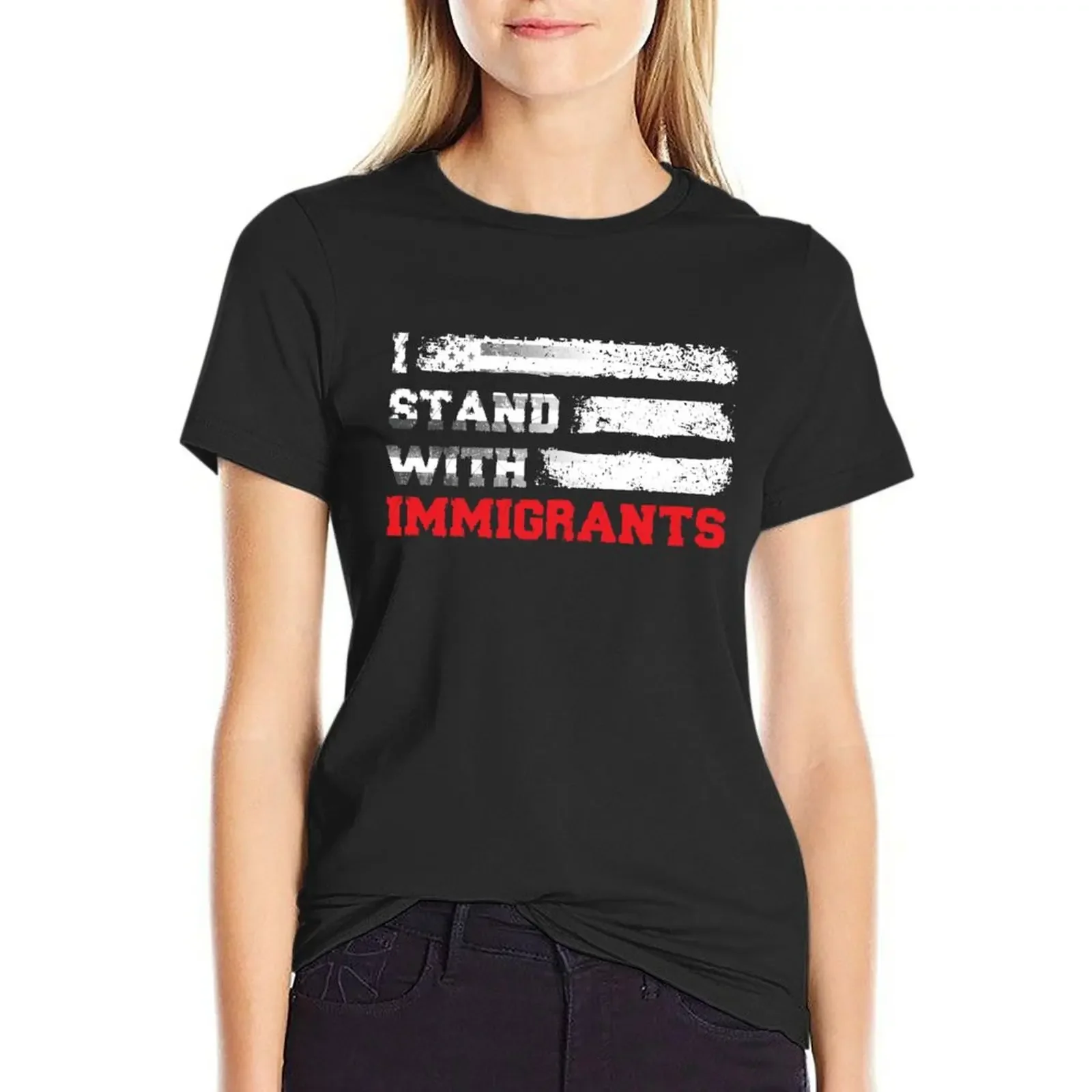 I stand with immigrants T Shirt USA Flag country Shirts T-Shirt quick-drying Female clothing summer clothes tops Women
I stand with immigrants T Shirt USA Flag country Shirts T-Shirt quick-drying Female clothing summer clothes tops Women