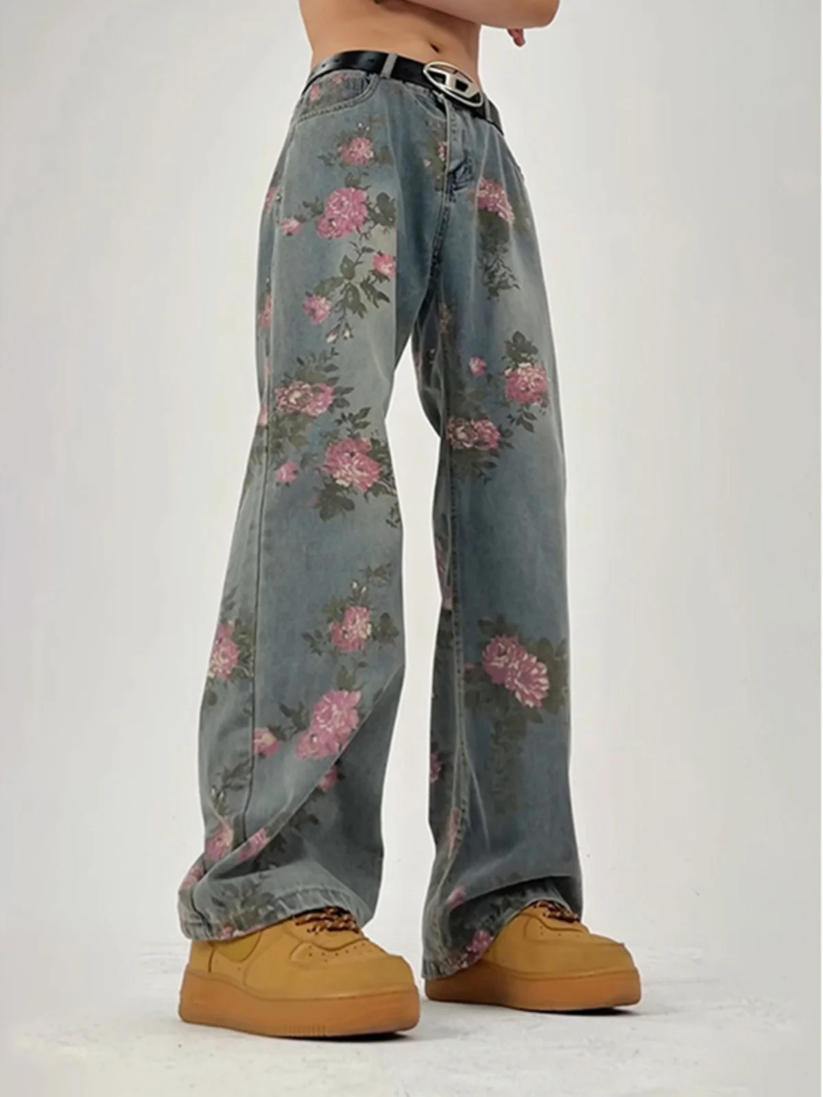Retro American Rose Print Straight Leg Jeans Men's Autumn Winter Vintage Workwear Trousers High Street Flare Cotton Denim
Retro American Rose Print Straight Leg Jeans Men's Autumn Winter Vintage Workwear Trousers High Street Flare Cotton Denim