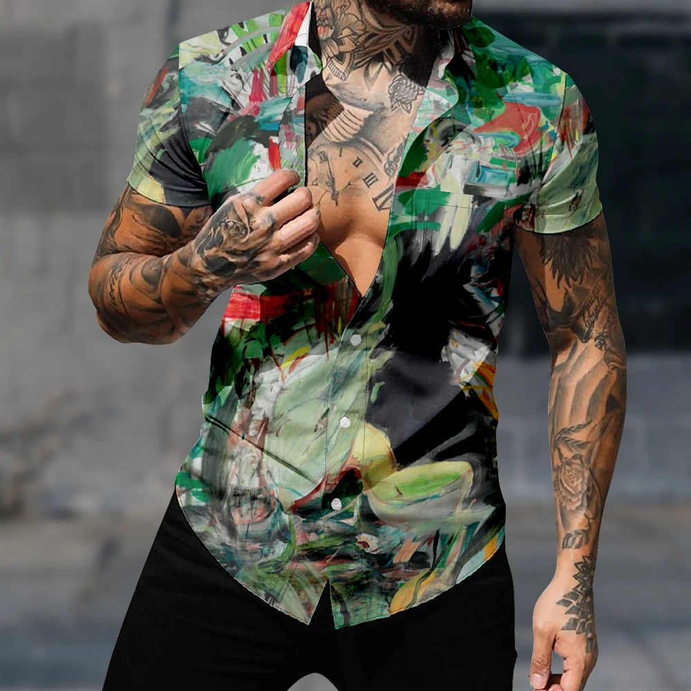 Men's Fashion Hawaiian Style Oil Painting Pattern Shirt 3D Print Cozy Casual Short Sleeve Beach Oversized Clothes 
Men's Fashion Hawaiian Style Oil Painting Pattern Shirt 3D Print Cozy Casual Short Sleeve Beach Oversized Clothes