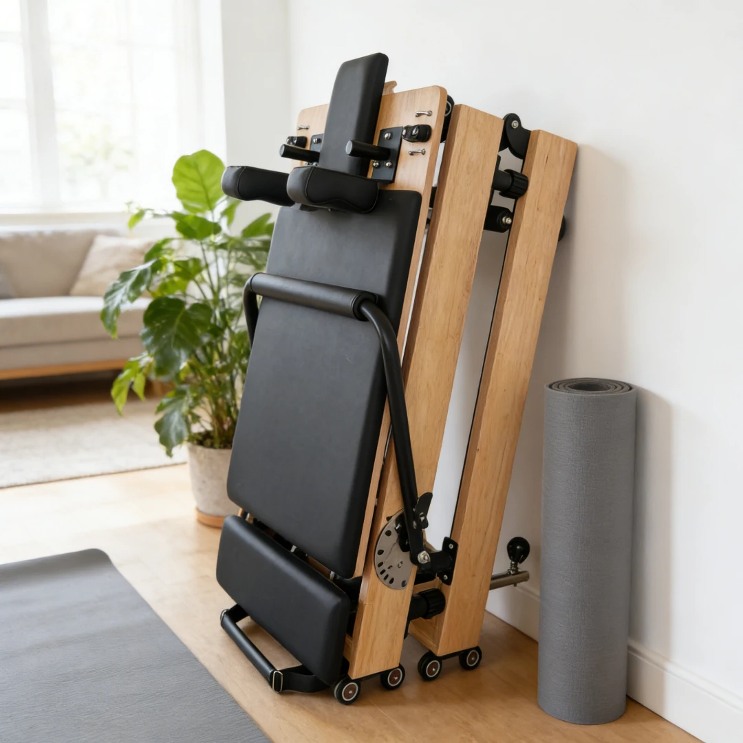 OEM Custom Foldable Oak Pilates Reformer with Carbon Steel Springs
OEM Custom Foldable Oak Pilates Reformer with Carbon Steel Springs