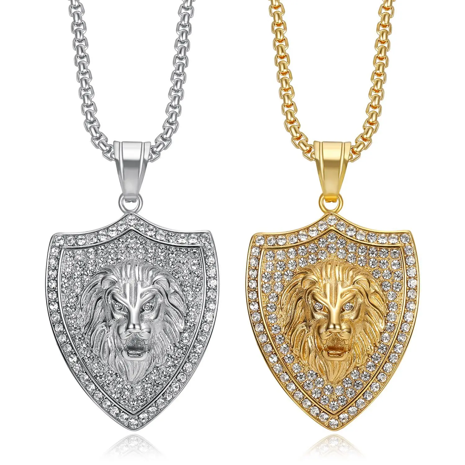 Besiko Hip-Hop Lion's Head Pendant Necklace Stainless Steel PVD Gold Plated With Zircon-encrusted Shield For Men Punk Jewelry
Besiko Hip-Hop Lion's Head Pendant Necklace Stainless Steel PVD Gold Plated With Zircon-encrusted Shield For Men Punk Jewelry