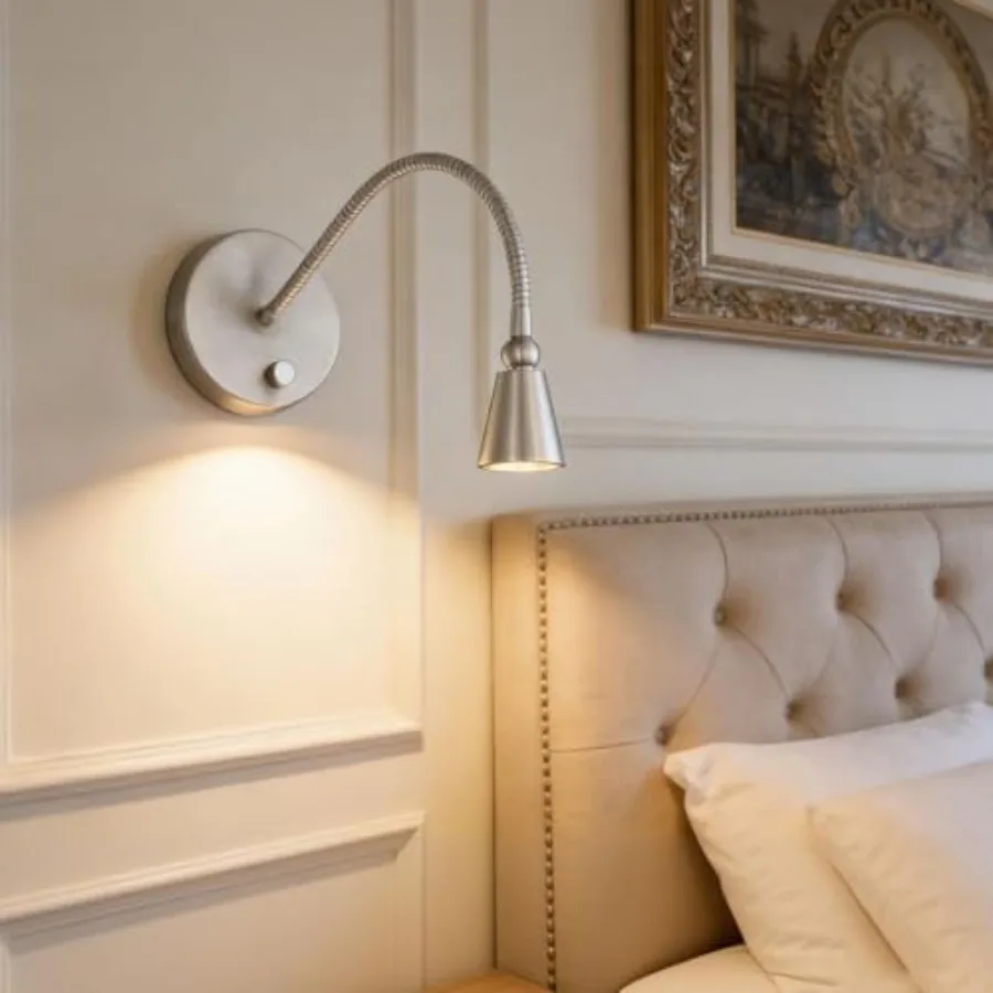 - LED Wall Lamp, Bedside Reading Light, Dimmable 3 Modes, Eye-Caring, Wall Sconces, 5W 3000K Warm White, Flexible Gooseneck, Me
- LED Wall Lamp, Bedside Reading Light, Dimmable 3 Modes, Eye-Caring, Wall Sconces, 5W 3000K Warm White, Flexible Gooseneck, Me