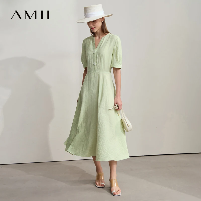 AMII Minimalist Dress 2025 Summer Vocation Office Lady Urban Waist Literary Women V-Neck Alien Buckle Linen Midi Dress 12522091
AMII Minimalist Dress 2025 Summer Vocation Office Lady Urban Waist Literary Women V-Neck Alien Buckle Linen Midi Dress 12522091