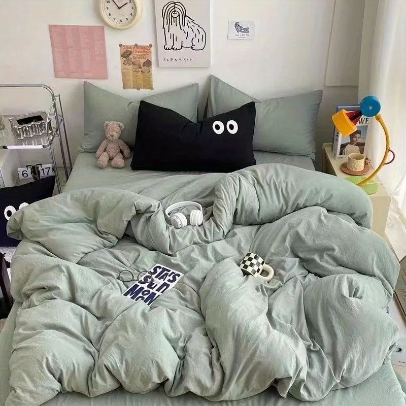 Cute Duvet Cover Set with Sheet Pillowcase No Filler Warm Solid Color Bed Linen Full Queen Size Korean Big Eyes Home Bedding Set
Cute Duvet Cover Set with Sheet Pillowcase No Filler Warm Solid Color Bed Linen Full Queen Size Korean Big Eyes Home Bedding Set