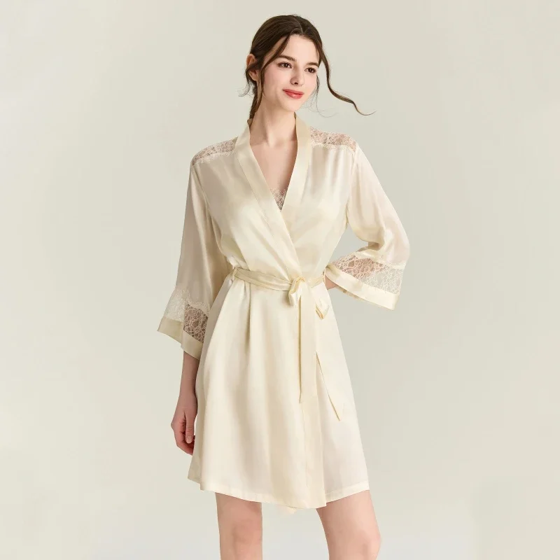 19MM 100% Mulberry Silk Bride Wedding Robe Set Negligee Nightgown with Chest Pad Sexy Kimono Short Bathrobe Dressing Gown Pajama
19MM 100% Mulberry Silk Bride Wedding Robe Set Negligee Nightgown with Chest Pad Sexy Kimono Short Bathrobe Dressing Gown Pajama