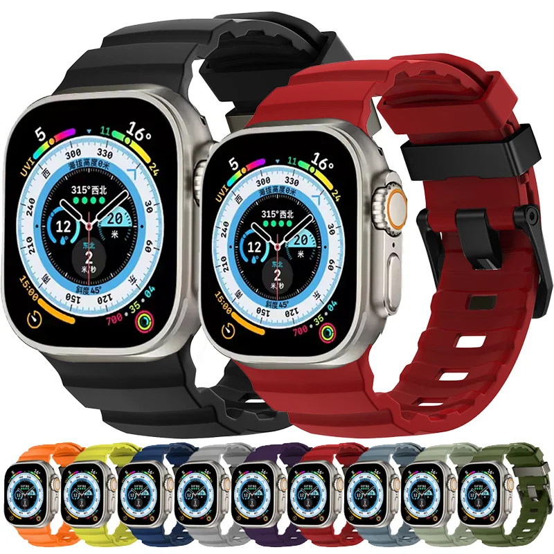 Sport Silicone Band For Apple Watch Ultra 2 10 9 8 7 6 SE 5 4 Titanium Color Metal Bracelet Strap For Iwatch 44MM 46MM 45MM 49MM
Sport Silicone Band For Apple Watch Ultra 2 10 9 8 7 6 SE 5 4 Titanium Color Metal Bracelet Strap For Iwatch 44MM 46MM 45MM 49MM