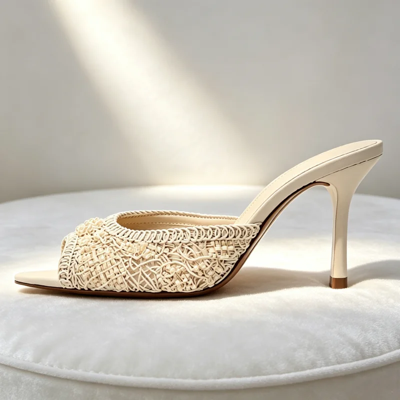 Sexy Pointed Peep Toe Mules Sandals Women Luxury String Bead Mesh Weave Heeled Slippers for Ladies Summer Elegant Women's Shoes
Sexy Pointed Peep Toe Mules Sandals Women Luxury String Bead Mesh Weave Heeled Slippers for Ladies Summer Elegant Women's Shoes