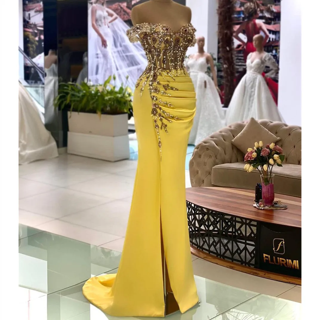Luxury Prom Dress Sleeveless V Neck Strapless Sequins Lace Mermaid Appliques 3D Lace Beads Side Slit Evening Dresses Custom Made
Luxury Prom Dress Sleeveless V Neck Strapless Sequins Lace Mermaid Appliques 3D Lace Beads Side Slit Evening Dresses Custom Made