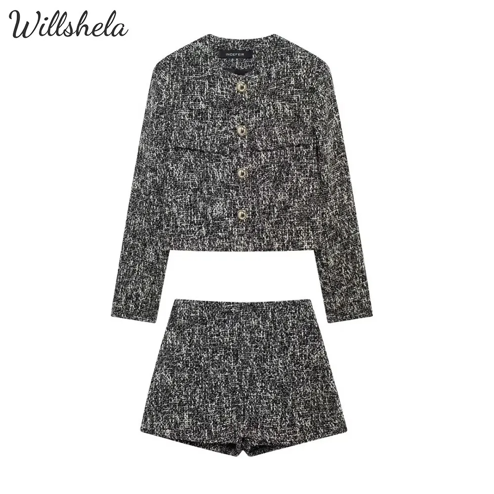 Willshela Women 2 Pieces Sets Grey Jacket and Shorts Female Chic Office Lady Mujer Coordinates
Willshela Women 2 Pieces Sets Grey Jacket and Shorts Female Chic Office Lady Mujer Coordinates