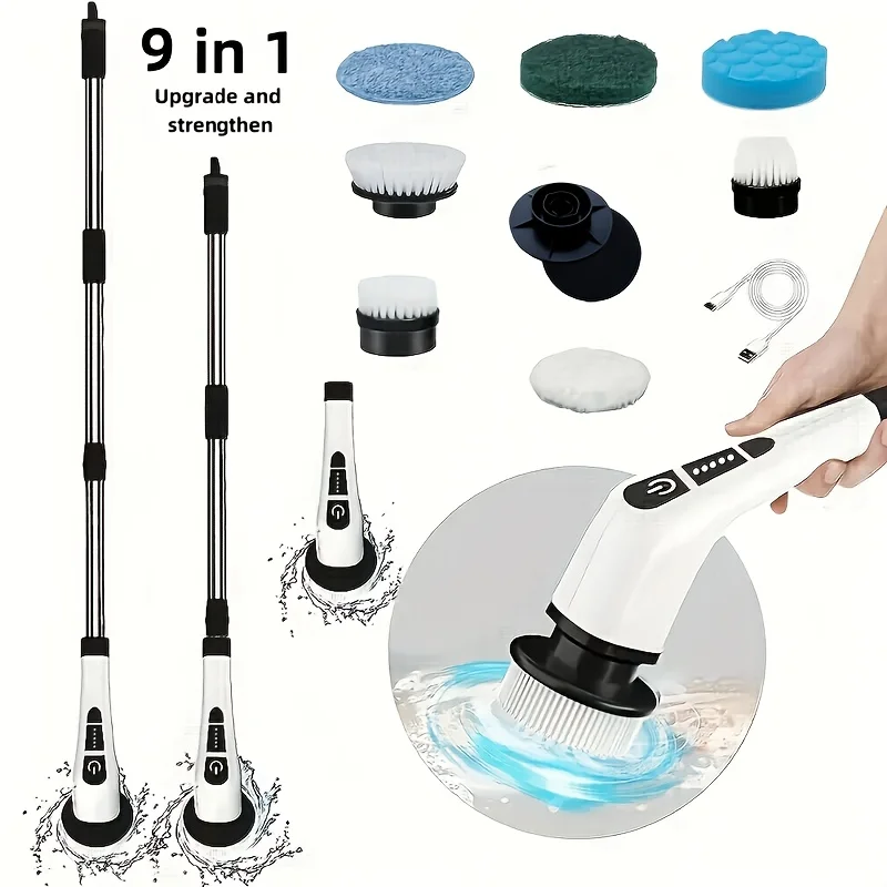 Rechargeable Electric Scrubber Designed for Cleaning Featuring 9 Removable Attachments Adjustable Extension Pole Suitable
Rechargeable Electric Scrubber Designed for Cleaning Featuring 9 Removable Attachments Adjustable Extension Pole Suitable